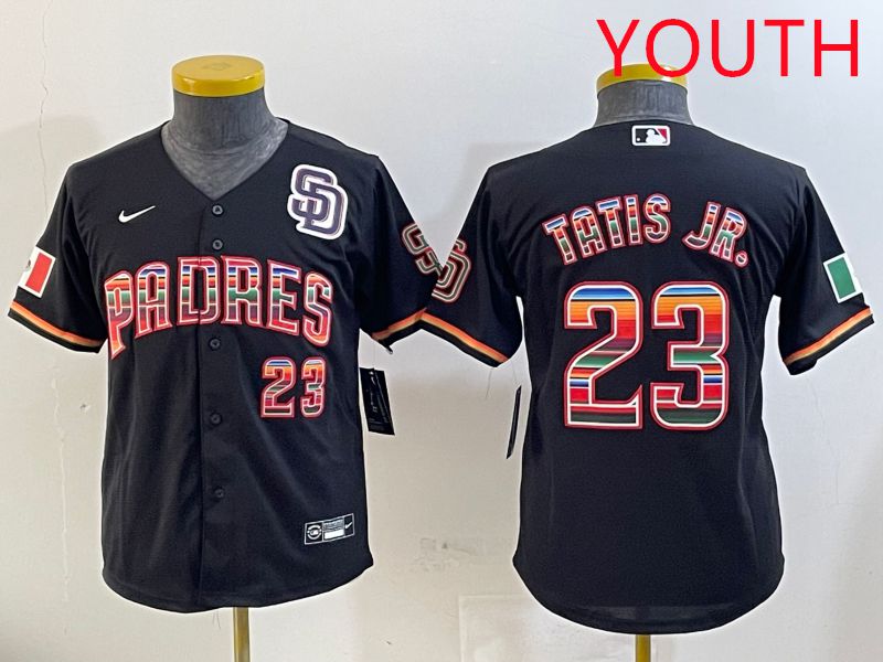 Youth San Diego Padres 23 Tatis jr Black Fashion Game 2025 Nike MLB Jersey style 3